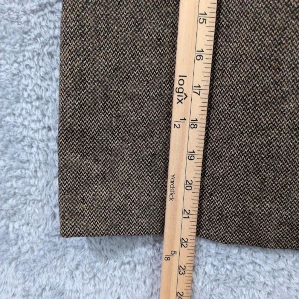 Eddie Bauer Skirt Women 14 Brown Wool Silk Blend Herringbone Knee Length Vintage